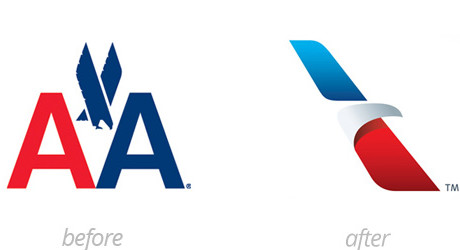 American Airlines logo: before and after